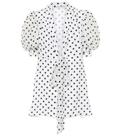 Alessandra Rich Polka-dot Silk Crêpe De Chine Minidress