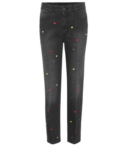 Stella Mccartney High-waisted Embroidered Cropped Jeans