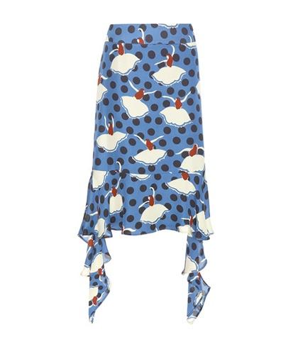 Saint Laurent Printed Silk Skirt