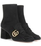 Gucci Embellished Suede Ankle Boots