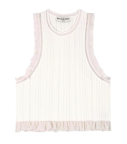 Balenciaga Ruffled Knitted Cropped Top