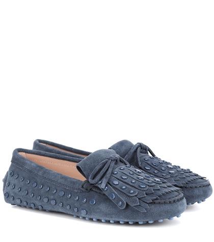 Tod's Gommino Studded Suede Loafers