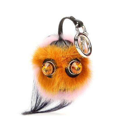 Fendi Bag Bugs Crystal-embellished Leather And Mink Fur Charm