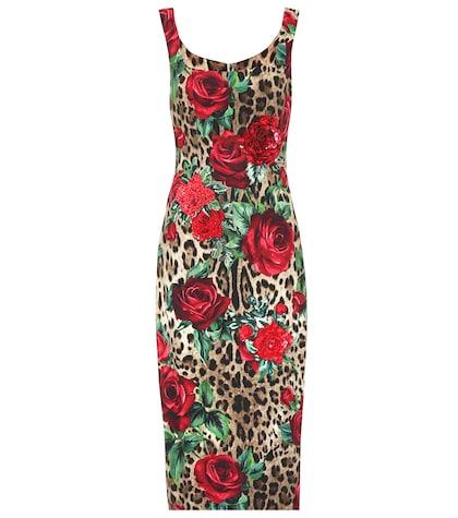 Dolce & Gabbana Embellished Printed Midi Dress