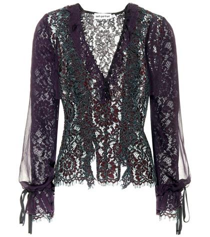 Diane Von Furstenberg Contrast Fine Lace Top