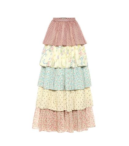 Gucci Tiered Floral Cotton Maxi Skirt
