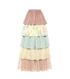 Gucci Tiered Floral Cotton Maxi Skirt