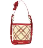 Miu Miu Embroidered Raffia Bucket Bag
