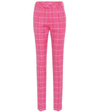 Matthew Adams Dolan Plaid Wool Mid-rise Slim Pants