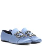 Tod's Flower Strass Satin Loafers
