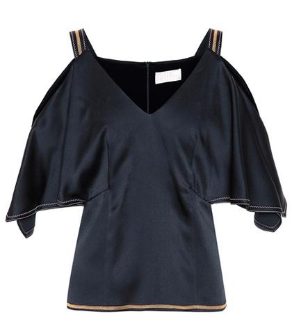 Peter Pilotto Satin Cold-shoulder Top