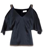 Peter Pilotto Satin Cold-shoulder Top