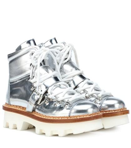Moncler Grenoble Metallic Leather Ankle Boots