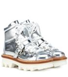 Moncler Grenoble Metallic Leather Ankle Boots