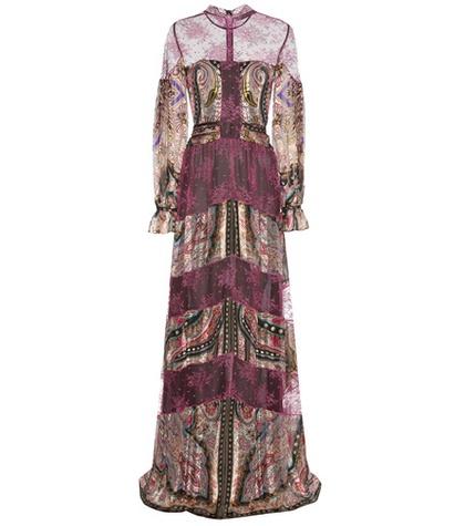 Etro Lace-trimmed Printed Silk Dress
