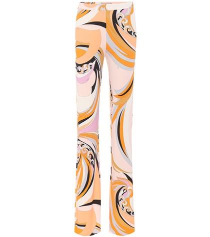 7 For All Mankind Printed Silk-blend Wide-leg Trousers