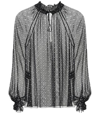 Saint Laurent Heart Printed Silk Blouse
