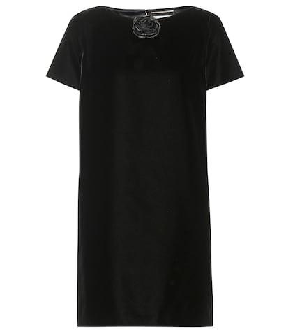 Tod's Leather-trimmed Velvet Minidress