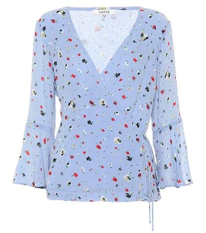 Ganni Dainty Georgette Wrap Top