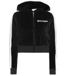 Palm Angels Cropped Velour Hoodie