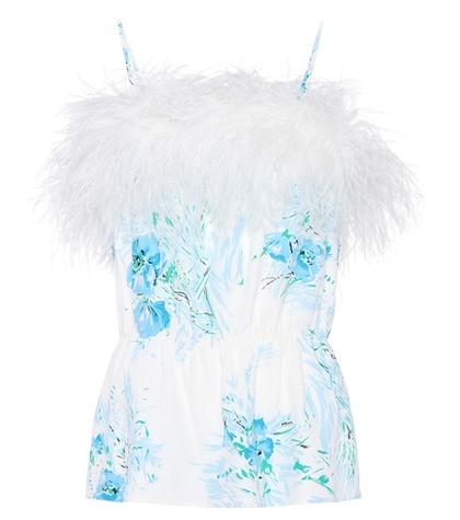 Prada Exclusive To Mytheresa.com – Feather-trimmed Silk Top