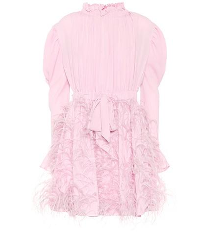 Valentino Feather Trimmed Silk Dress