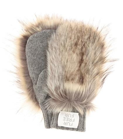 Stella Mccartney Faux Fur-trimmed Wool Mittens