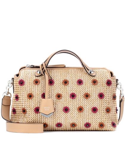 Fendi By The Way Small Straw Shoulder Bag