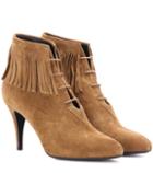 Saint Laurent Anita 85 Fringed Suede Ankle Boots