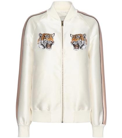 Stella Mccartney Lorinda Embroidered Cotton And Silk-blend Bomber Jacket