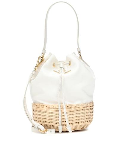Saint Laurent Canvas And Wicker Bucket Bag