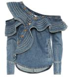 Self-portrait X Lee Denim Ruffled Top
