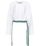 Diane Von Furstenberg Cotton Cropped Side Tie Blouse