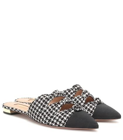 Aquazzura Mondaine Houndstooth Slippers
