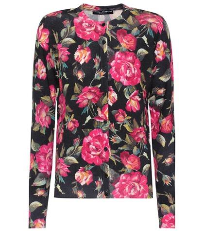 Saint Laurent Floral-printed Cashmere Cardigan