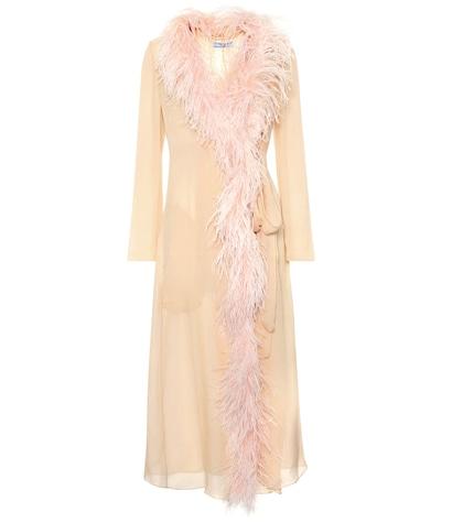Burberry Feather-trimmed Silk Coat