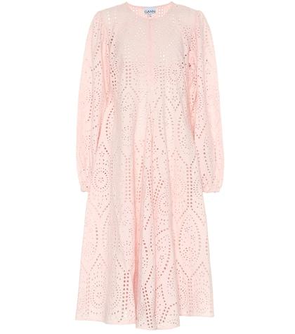 Ganni Eyelet Cotton Midi Dress