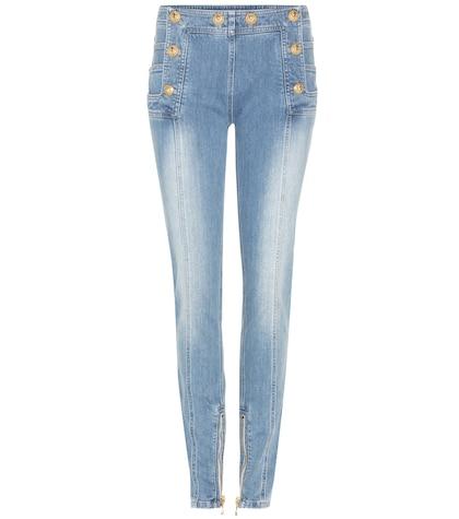 Ancient Greek Sandals Embellished High-waist Skinny Jeans