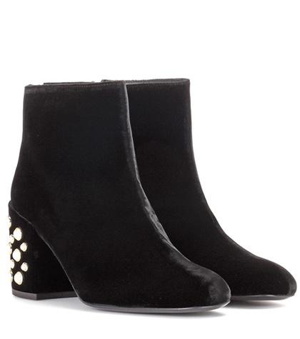 Stuart Weitzman Pearl Bacari Mona Embellished Velvet Ankle Boots