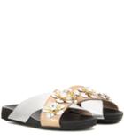 Stella Mccartney Embellished Metallic Leather Slip-on Sandals