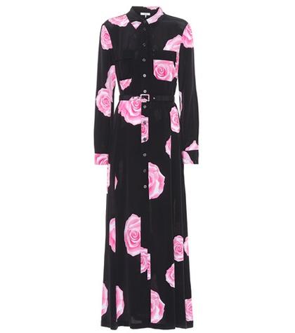 Ganni Fayette Flora-printed Silk Dress
