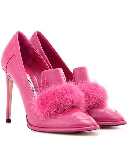Vanessa Bruno Lyza 110 Fur-trimmed Patent Leather Pumps