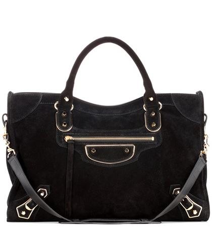 Linda Farrow Classic Metallic Edge City Suede Tote
