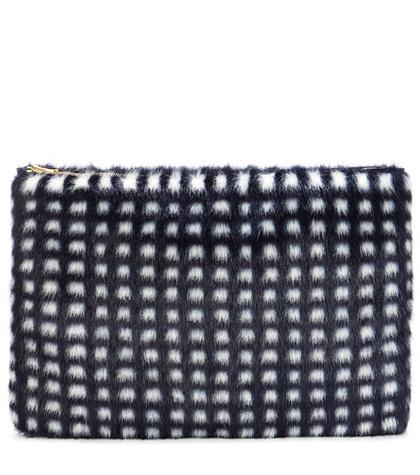 Shrimps Macbeth Checked Faux-fur Clutch