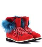Carolina Herrera Fur-trimmed Suede Ankle Boots