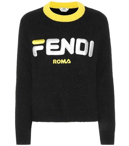 Fendi Embroidered Mohair-blend Sweater