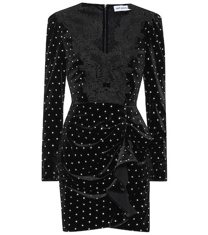 Self-portrait Embellished Velvet Minidress