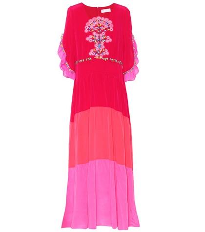 Atm Anthony Thomas Melillo Embroidered Silk Maxi Dress