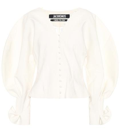 Valentino La Chemise Boutons Wool-blend Blouse