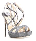 Jimmy Choo Memento Liddie 145 Leather And Glitter Sandals